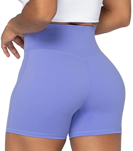 Image of Sunzel Crossover Biker Shorts for Women, No Front Seam V High Waist Yoga Workout Gym Shorts with Tummy Control | 4 Or 6-Inch Inseam, High Waisted, Tummy Control, Crossover Waist, Buttery Soft, No Front Seam, Squat Proof, Compression