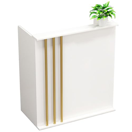 Moderno mostrador de recepción blanco con cajones con cerradura para tienda de conveniencia, tienda de ropa, barbería y hotel