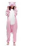 Oiziuzio Funny Pig Costume Adult Animal Onesie Pajamas Halloween Cosplay Costume Loungewear Sleepwear for Women Men, Pink L