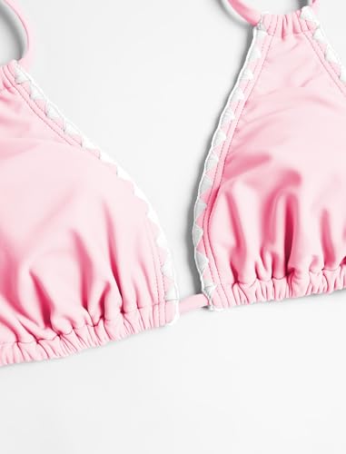 Image of ZAFUL Women Halter Dual Straps Whip Stitch Floral Triangle Bikini Swimsuits