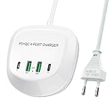 Cargador USB, Cargador USB C 4 Puertos PD QC3.0 40W Cargador Carga Rapida Portátil Cargador de Pared USB con para iPhone iPad Una Variedad de Equipos