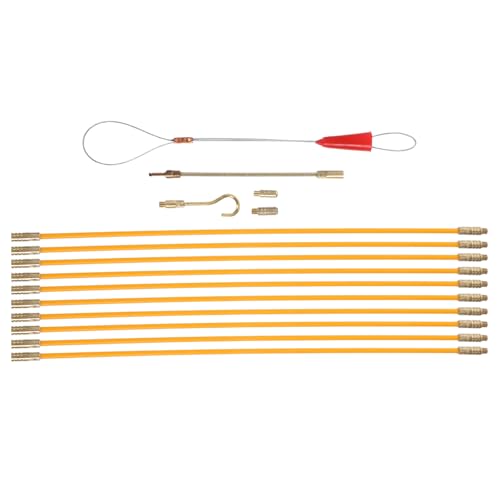 TOBBOMEY Kit de 10 Varillas Pasacables de Fibra de Vidrio 33 CM Extractor de Cables Eléctricos para Tendido en Paredes Herramienta Profesional para Electricistas en Hogar y Obra