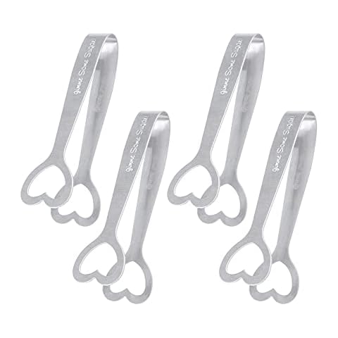 Kovake 4 Piece Stainless Steel Sugar Tongs, Mini Ice Cube Tongs, Small Appetizers Food Serving Tongs Cover