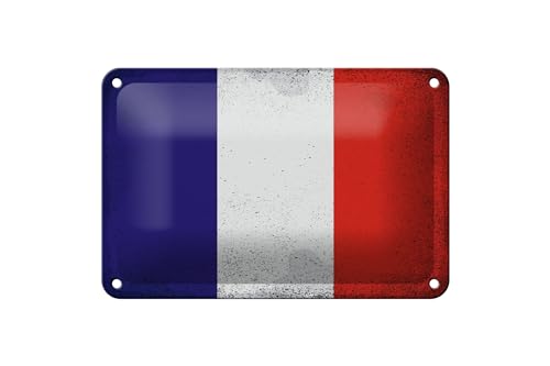 Plaque en tôle drapeau France vintage pour une déco bistrot rétro chic - 2