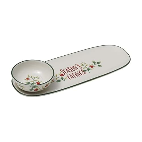 Pfaltzgraff Winterberry Season's Greetings Serving Tray with Dip Bowl, 2 Piece, Multicolored Pfaltzgraff Winterberry Season's Greetings Serving Tray with Dip Bowl, 2 Piece, Multicolored