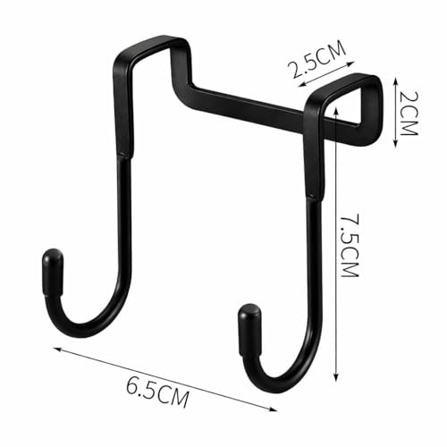 Image of JIALTO 2 Pcs Over The Door Hangers for Clothes | Double Over Door Hook Holder Clothes | Bedroom and Bathroom Door Hanger for Clothes | Bags, Towels and More Easily Attached to Cabinet Doors - Black