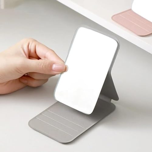 Image of Travel Mini Makeup Mirror(11 x 7 cm),Portable Folding Mirrorwith Stand,Light Weight and Slim Design for Purse,Travel,Use Anywhere,Easy Portability,Fits in Purse,Bag,Pocket (Grey, Pack of 1)