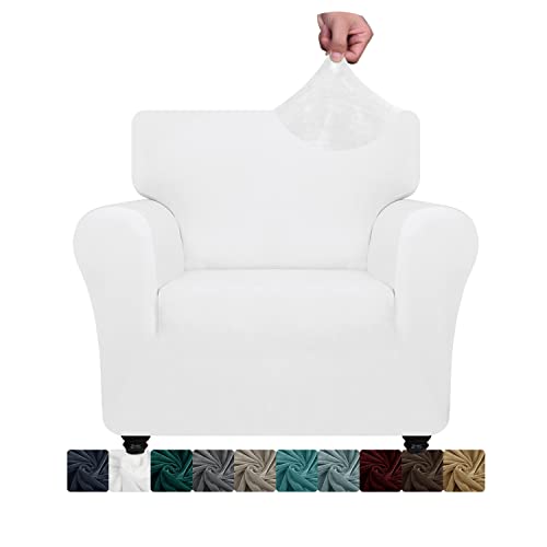 XINEAGE 1 Piece Velvet Chair Slipcovers for Living Room High Stretch Chair Covers with Arms Anti Slip Pets Friendly Couch Sofa Armchair Cover Furniture Protector (1 Seater