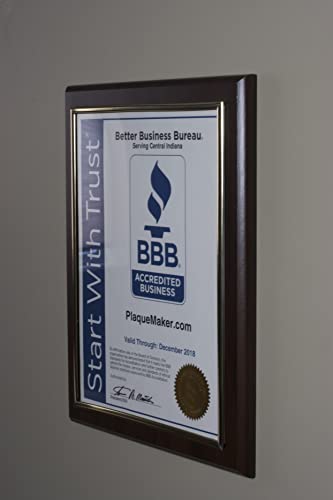 10.5 x 13" Certificate Display Plaque - Offered in Coated Cherry Wood with an 8.5 x 11" Gold Frame - Slide in Your Diploma, Award Certificate, Award of Achievement, Class Photo, and More - Thumbnail 4