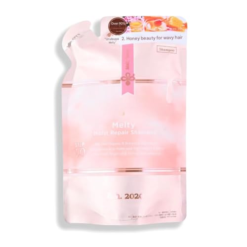 GASHINA STORY Melty Moist Repair Shampoo Refill 350ml - Shampoo for Damaged Hair - Honey & Moroccan Oil for Moisturizing & Repair - Additive-Free - Frizzy & Curly Hair Care - Shower Rose Scent