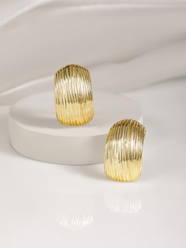 Image of Rubans Ribbed Dome Stud Earrings Trendy Stylish Gift for Women & Girls