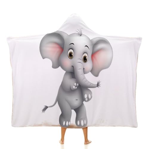 Couverture à capuche éléphant mignon en polaire douce pour canapé et voyage