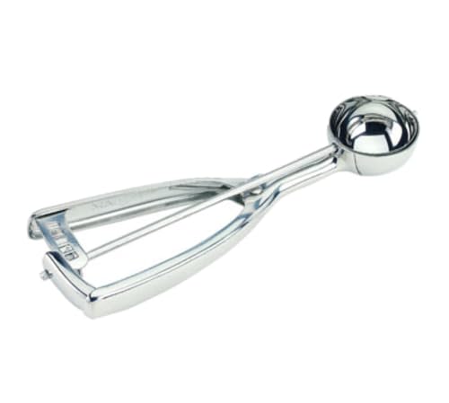 FSE Squeeze Disher Portion Scoop, 3.75 oz Capacity, Spring Handle, #10 Cookie Scoop, Commercial Kitchen Food Portioning Tool, Durable Stainless Construction, Ergonomic Grip, Silver, 1 Pack