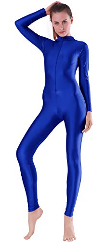 Speerise Adult Spandex Long Sleeve Turtleneck Unitard Bodysuit, Royal Blue, L