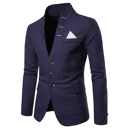 JEsilunmaMY Mens Stand Collar Stylish Suit Jacket Multi Buttons Casual Blazer Jacket Business Wedding Prom Party Tuxedo2