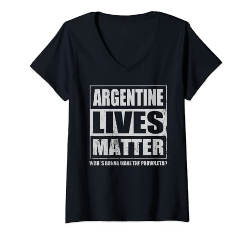 Womens Argentinian Provoleta Cheese Food Specialty Cuisine V-Neck T-Shirt