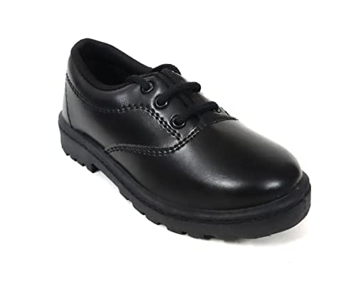 Image of Unisex Kids Black Formal School Uniform Shoes Deluxe lace