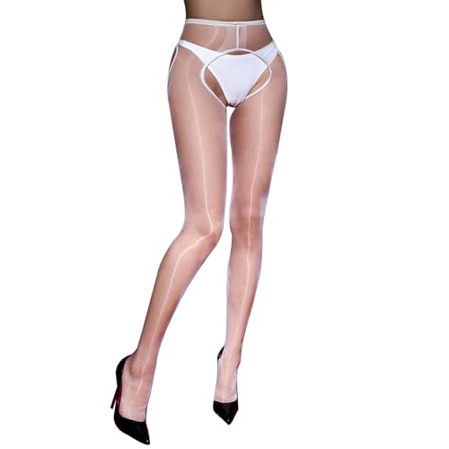 KANYULOVE Collant Femme Brillant Huileux 3 Deniers Bas pour porte-jarretellesTaille collant ouvert