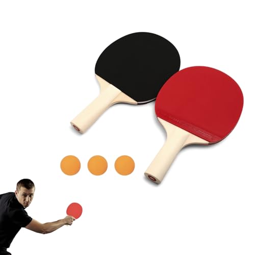 Image of Proberos Table Tennis Racket Set, with 2 Bats & 3 Balls, Children Beginner TT Bat Set for Practice, Lightweight, Durable & Ergonomic Design, Ping Pong Sets Family Game Indoor /Outdoor for Kids Teens