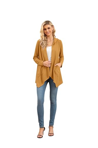 Image of VIISHOW Womens Lightweight Casual Hoodie Cardigans Open Front Waffle Knit Long Sleeve Outwear Coat with Pockets