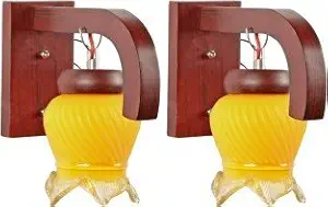 Afast Stylish Attractive & Designer Colorful Hand Decorative Sconce Glass Wall Lamp Light with All Fitting & Fixture ( Set of Two)