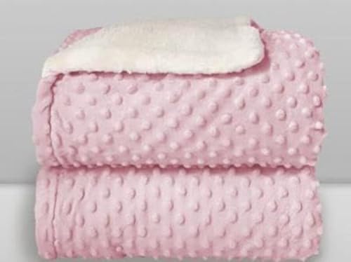 Cobertor Infantil com Sherpa Dots Rosa Claro Laço Bebê