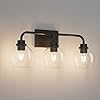 Tipace Black Industrial Bathroom Vanity Light Fixtures Over Mirror Glass Globe 3 Lights Vintage Vanity Lights Farmhouse Bath Lighting(Exclude Bulb)