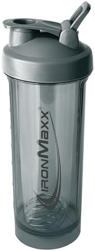 IronMaxx® Premium Shaker – Ash Grey 700 ml | Protein Shaker with Strainer Ball & Scale | Leak-proof Shaker Cup Made of AS + PP Plastic | Ideal for Creamy Shakes & On the Go