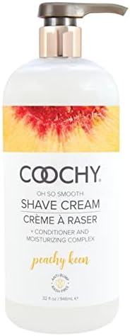 Coochy Rash-Free Shave Cream | Conditioner & Moisturizing Complex | Ideal for Sensitive Skin, Anti-Bump | Made w/Jojoba Oil, Safe to Use on Body & Face | Peachy Keen 32floz/ 946mL