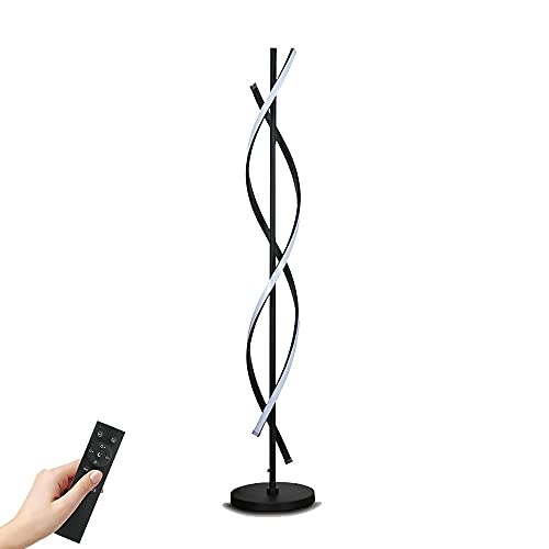 DROMEZ Dimmbare Stehleuchte LED Spirale Stehlampe mit Fernbedienung Moderne kreative Aluminium Standleuchte für Wohnzimmer Schlafzimmer Innendekoration Beleuchtung 3 Farbtemperatur Höhe 135cm,Schwarz Cover