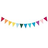 Happy Birthday フェルト生地 レインボーガーランド 紐付き 子供の誕生日パーティーの装飾用 (フェルト三角バナー)