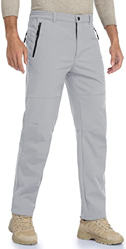 Sposulei Men's Winter Snow Ski Waterproof Fleece Lined Pants Insulated Softshell Pants With Zipper Pockets #TOP8