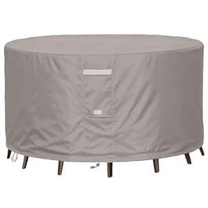 Heavy Duty Waterproof Patio Furniture Covers,Fade Resistant Round Outdoor Table and Chair Covers Round 96″Diax28″H Beige