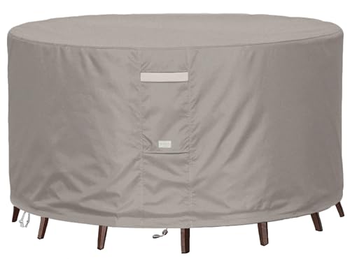 Heavy-Duty-Waterproof-Patio-Furniture-CoversFade-Resistant-Round-Outdoor-Table-and-Chair-Covers-Round-96Diax28H-Beige