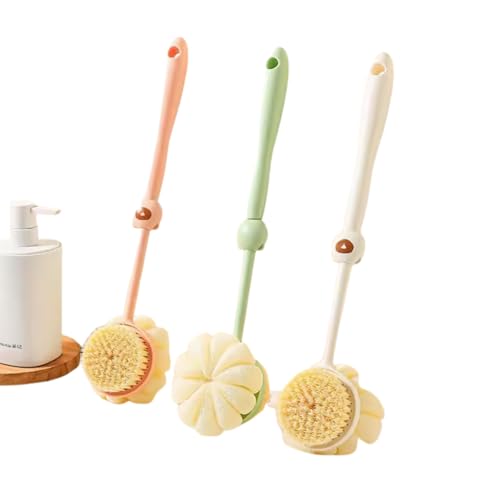 Image of Silicone Bath Brush with Long Handle - Soft Bristles Back Scrubber for Shower | Body Massage - Exfoliating Dirt Removal Brush for Men | Women (pack of 1)