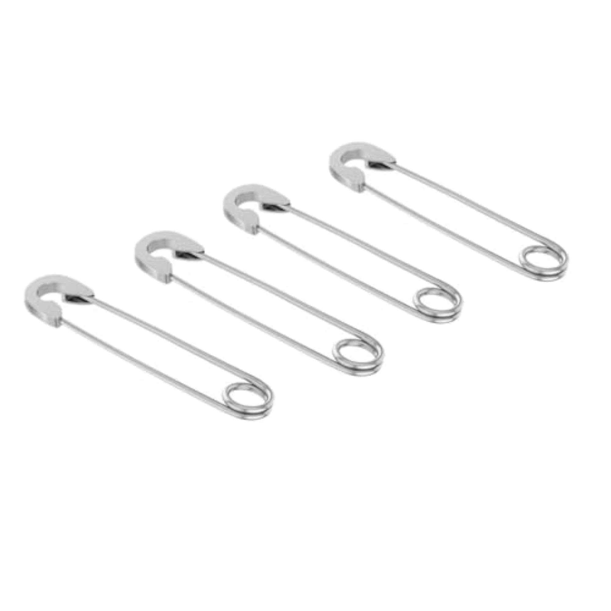 Women's Stylish Punk Safety Pin Earrings, Silver