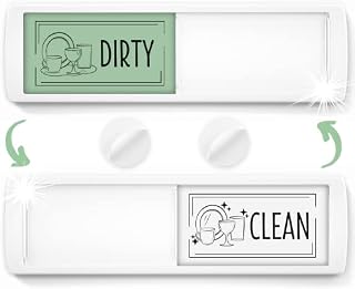 Stylish Clean Dirty Dishwasher Magnet Sign - Ideal Signs for Any Home or Office Kitchen Nice Decor - Double-Sided Adhesives Included for Non-Magnetic Dishwashers, Laundry or Washing Machine