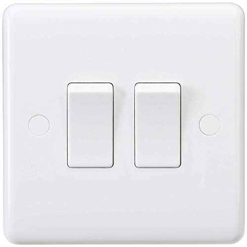 Knightsbridge CU3000 Curved Edge 10 A 2 Gang 2 Way Switch 230 V White