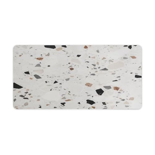 White Terrazzo Desk Pad con base de goma antideslizante 30x60 cm miniatura 1