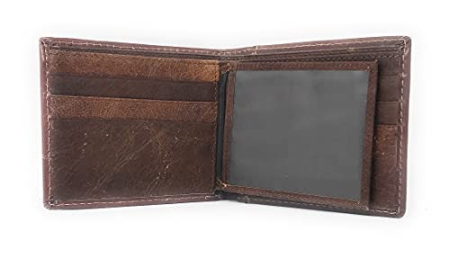 Western Genuine Tooled Leather Laser Cut Men's Bifold Short Wallet in 8 Colors (Brown/Brown)3