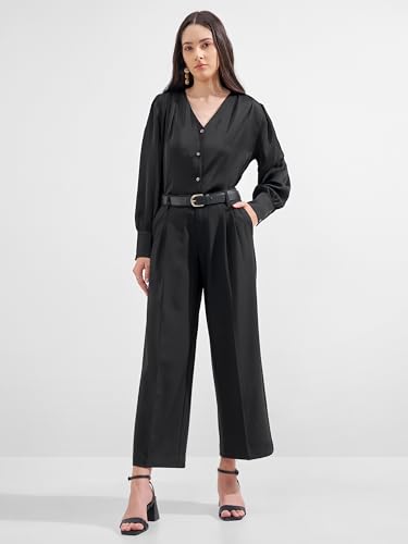 Image of Tokyo Talkies Wide Leg Relaxed fit Korean Pants |Ultra Soft|High Rise Pleated Trousers |Workwear|Formal All Day wear