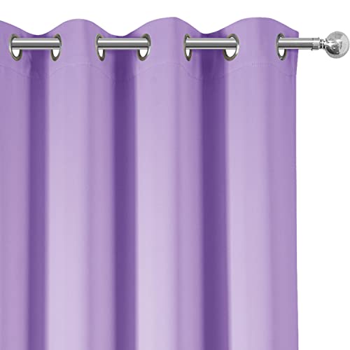 Image of LEMOMO Lavender Blackout Curtains 66 x 63 Inch Length /Set of 2 Curtain Panels /Thermal Insulated Room Darkening Blackout Curtains for Bedroom