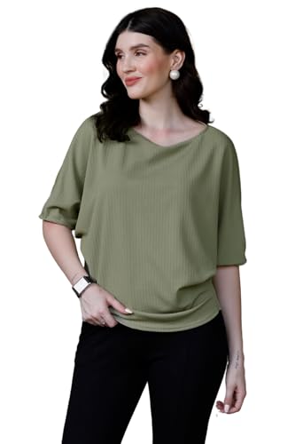 Image of Zilcon Womens Half Ballon Sleeve t-Shirt Tops Boat Neck Loose Fit Casual Workout T-Shirts