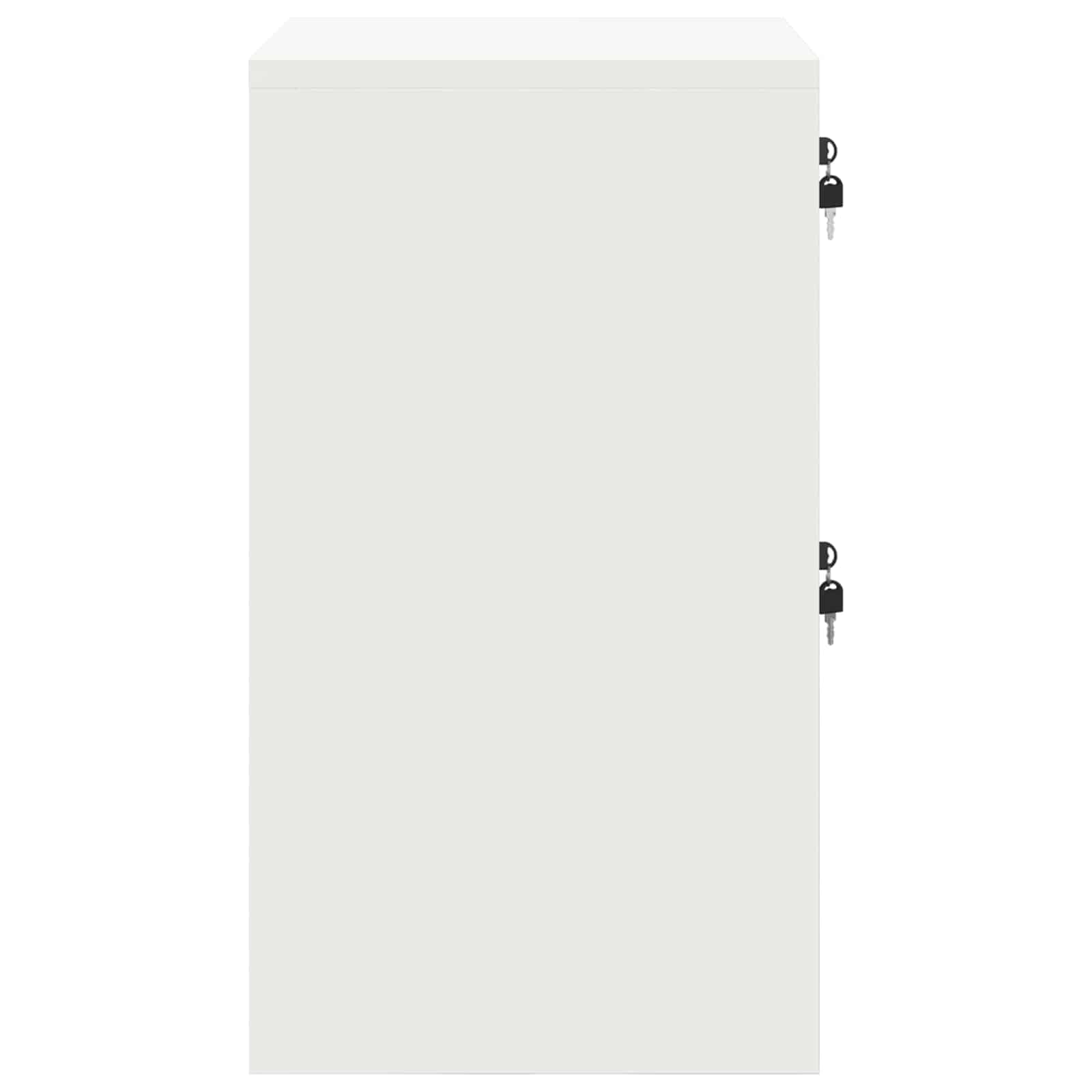 Aktenschrank Weiß, Rollcontainer aus Metall 45,5x42x74,5cm, Büroschrank mit 2 Schubladen, Abschließbarer Beistellschrank aus Kaltstahl für Dokumente und Büroorganisation
