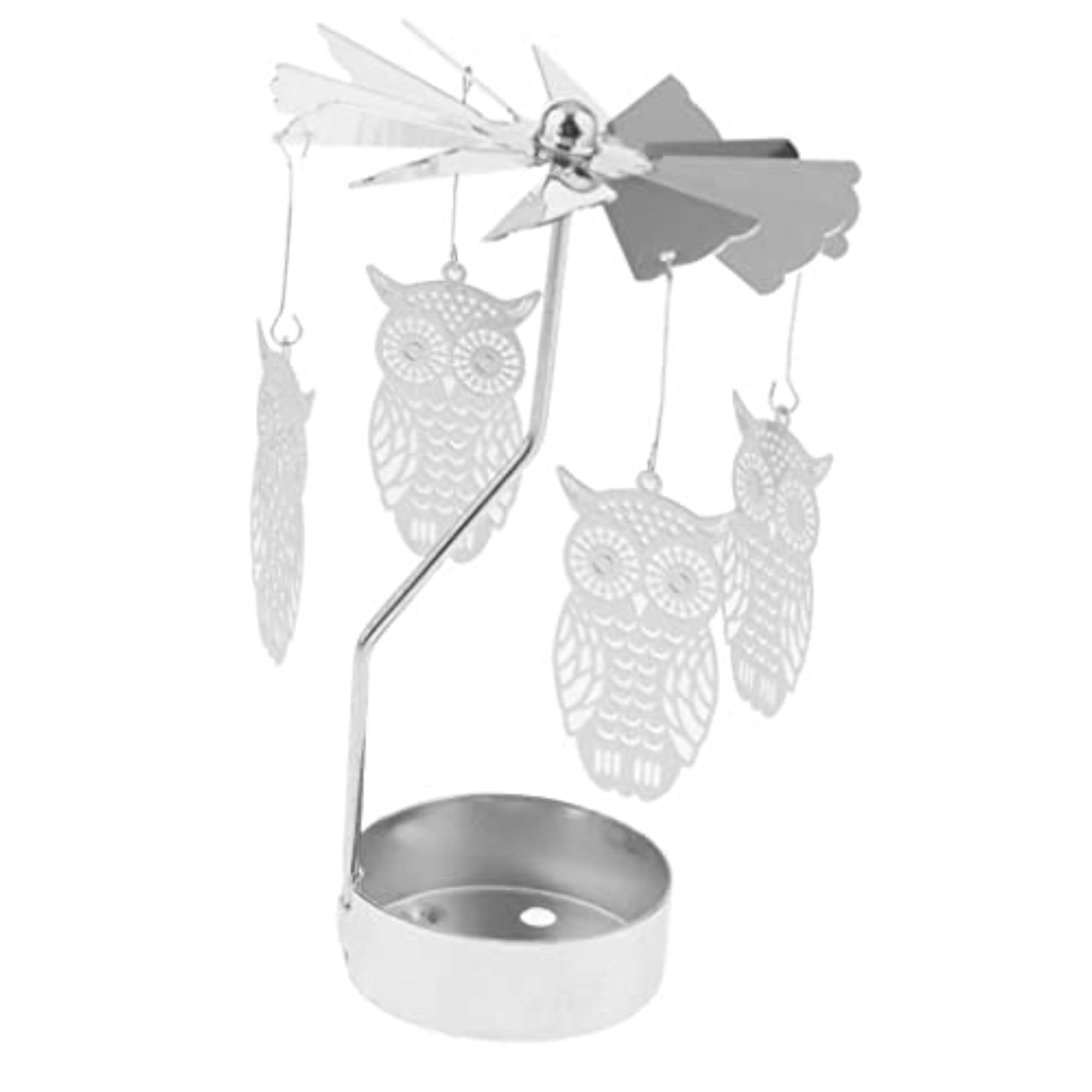 Rotating Candle Tea Light Holder Owl, 2 Pack