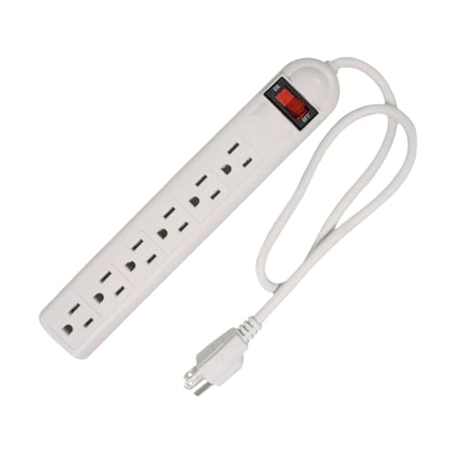Image of 6 Outlet Power Strip US Plug Compact Accessories for Commercial Dorm Desktop 75cm Cord| Surge Protectors, Power Strips| Multipurpose Batteries & |Consumer Electronics