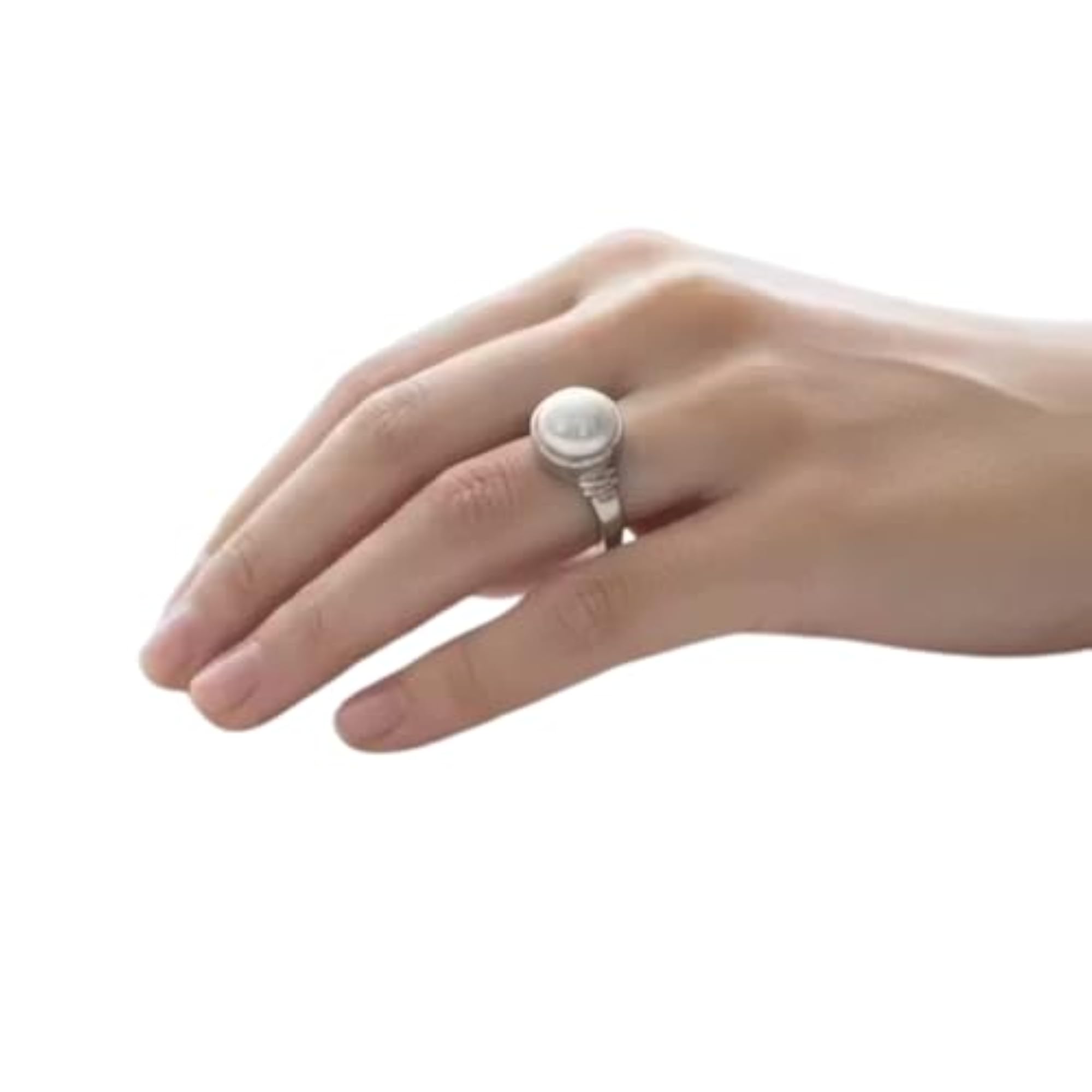 Pearl Stone Adjustable Ring, Unisex Elegant Design
