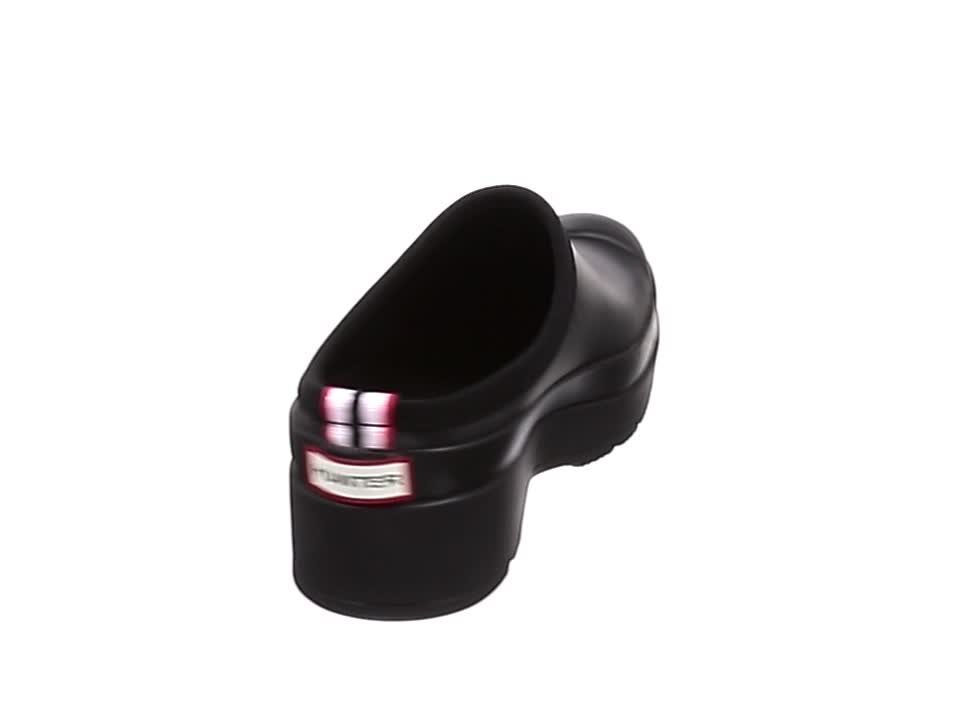 Hunter Black Slip-On Clogs with Red Logo Plaque Women main image 4