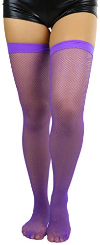 Image of ToBeInStyle Women's Fine Classic Fishnet Thigh High Stretch Nylon Novelty Stockings
