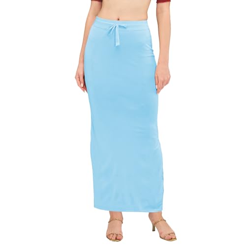 Image of DESI GIRL Satin Shimmer Stretchable Saree Shapewear Petticoat with Drawstring for Women | Mermaid fit Saree Petticoat with Side Slit for Easy Movement | Saree Shaper | Long inskirt